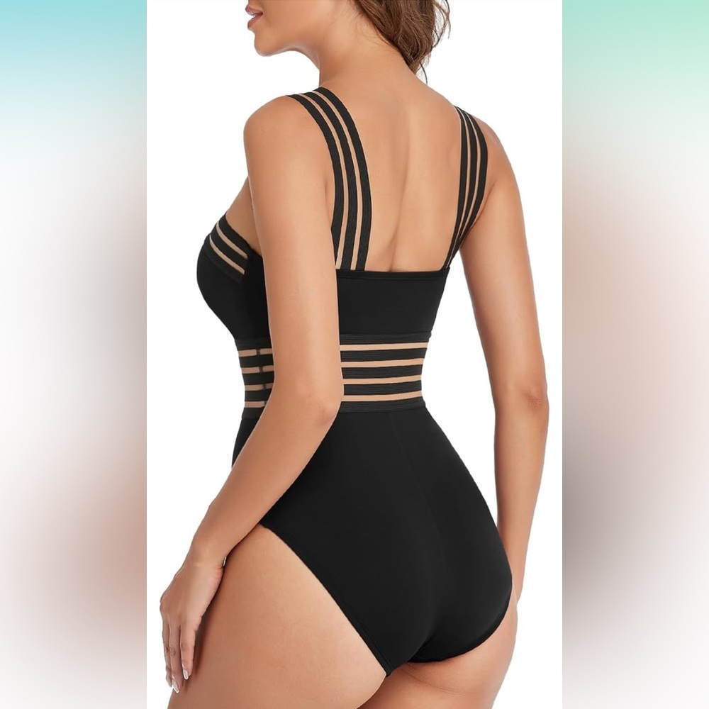 Never worn! Black swimsuit with Sheer Middle